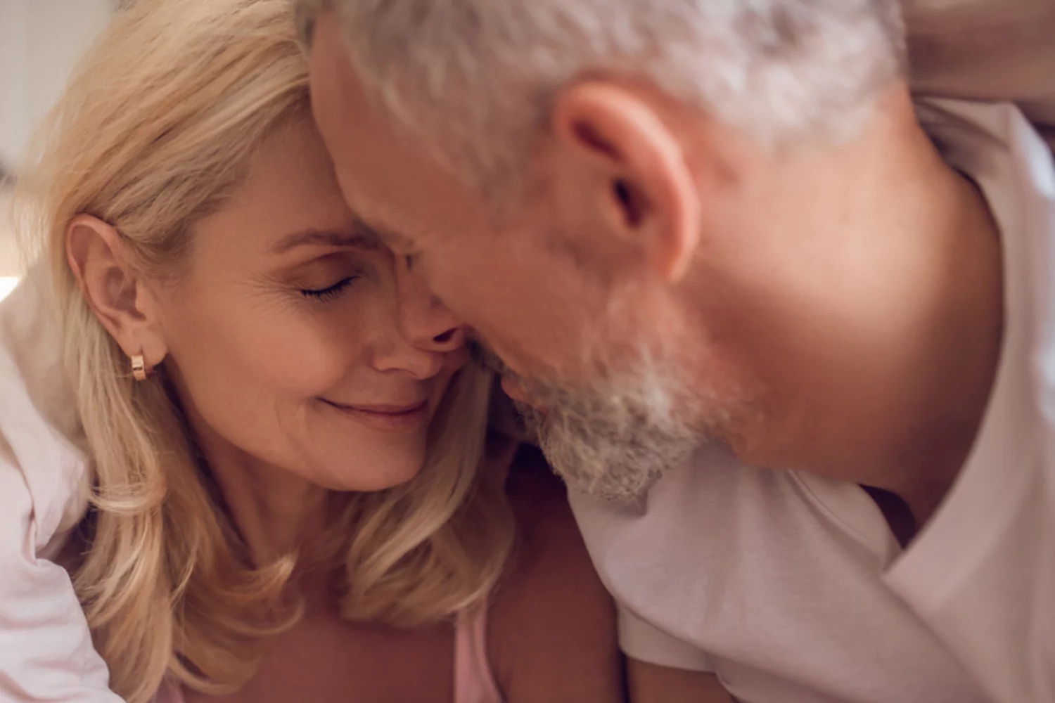 Mature couple sharing a quiet, affectionate moment